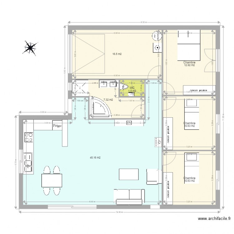 plein pied 3 fin. Plan de 0 pièce et 0 m2