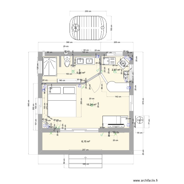 BGLW 6/5. Plan de 4 pièces et 30 m2