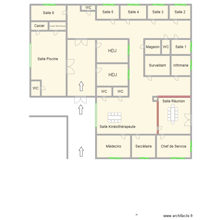 Plan du service. Plan de 25 pièces et 830 m2