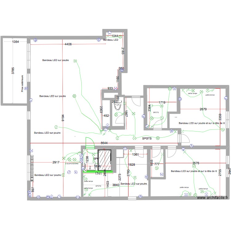 Plan SG Futur - avec suppression cellier - cotations. Plan de 0 pièce et 0 m2