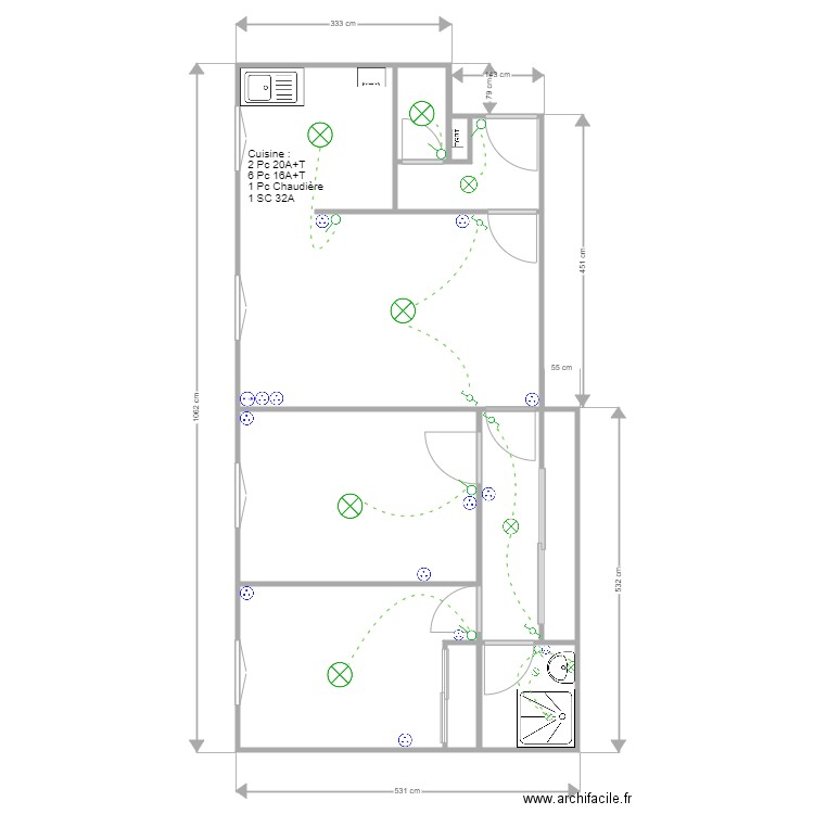  le maux. Plan de 10 pièces et 48 m2