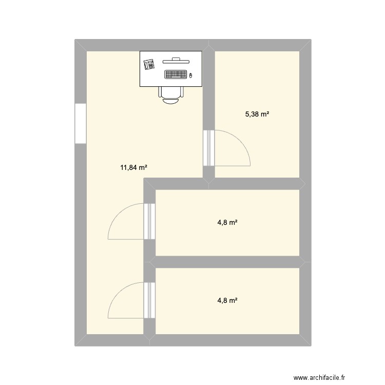 PRISON MORTELLE. Plan de 4 pièces et 27 m2