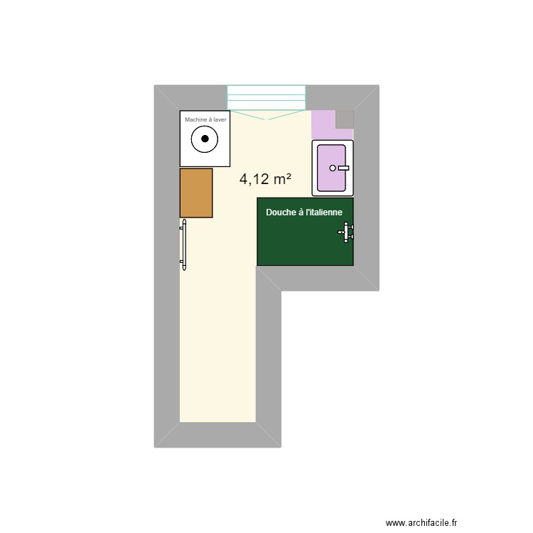 Salle de bain. Plan de 1 pièce et 4 m2