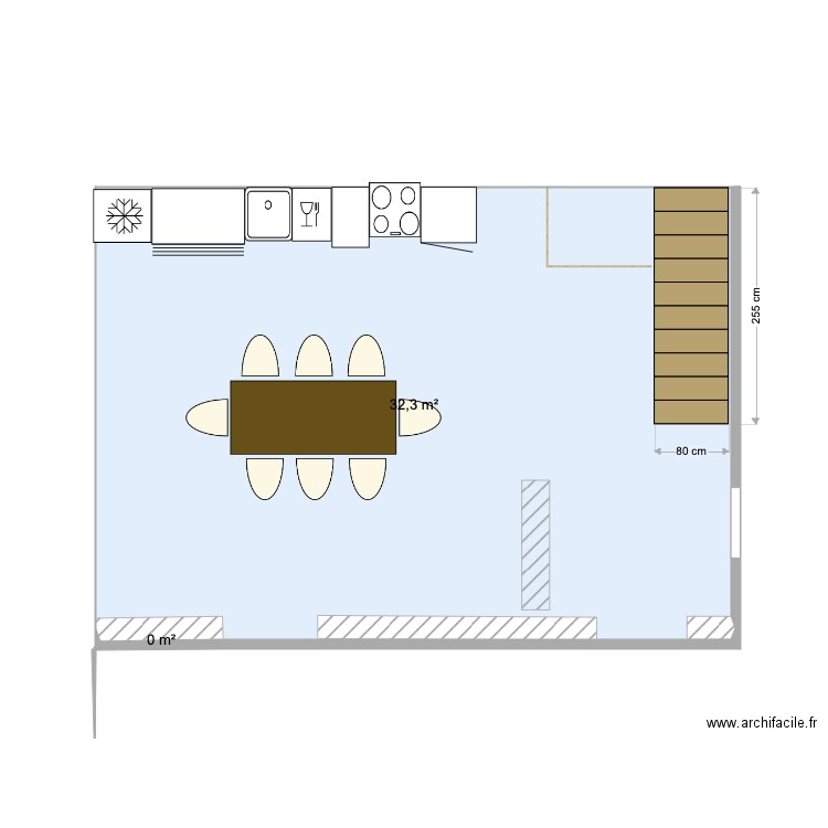 salle cuisine . Plan de 0 pièce et 0 m2