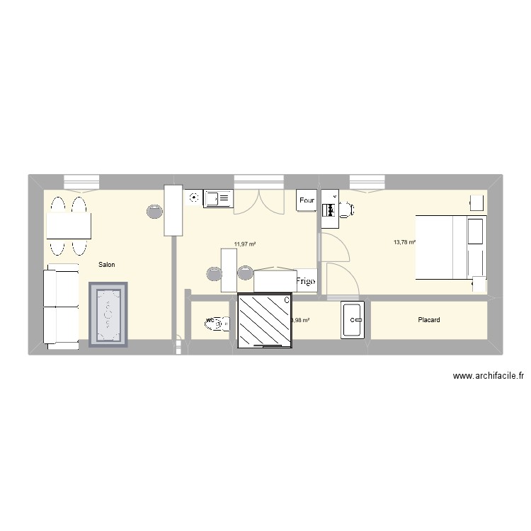 RAYANE QATIM 2TNE1. Plan de 6 pièces et 50 m2