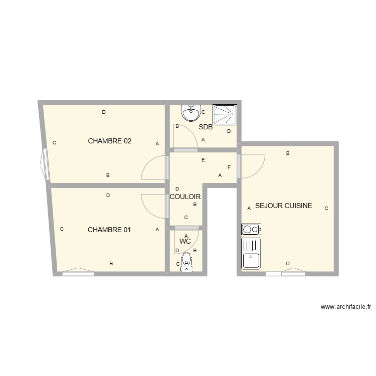 ETAGE VAUVERT KADER . Plan de 6 pièces et 24 m2