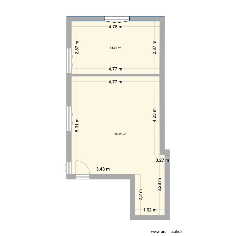 Appartement lechapelais. Plan de 2 pièces et 43 m2