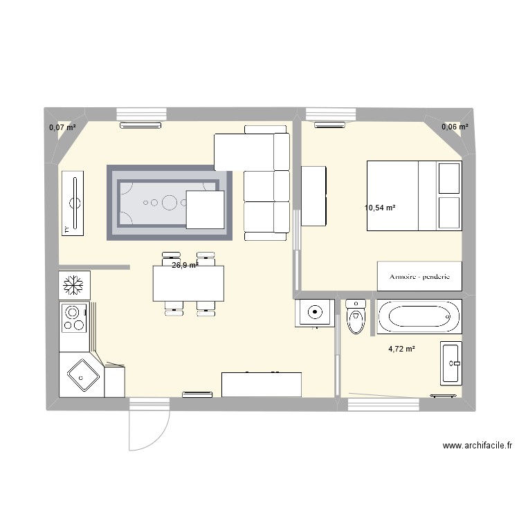 PHARMA - R+1. Plan de 5 pièces et 42 m2