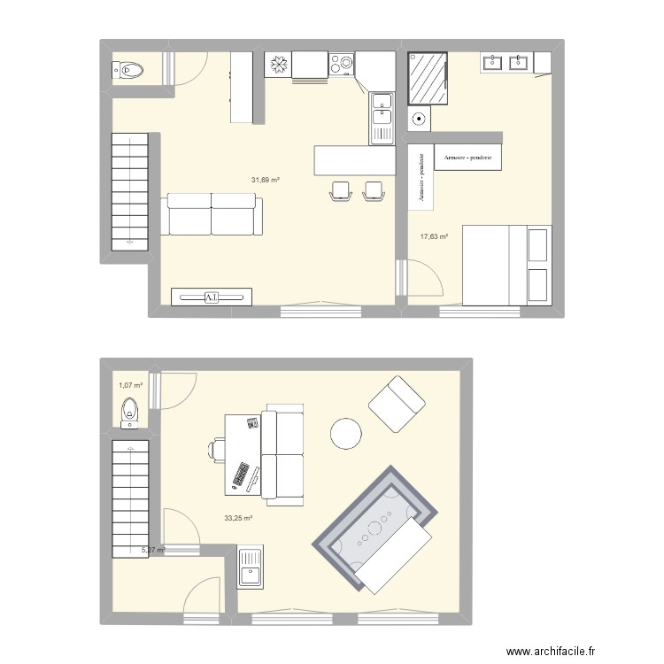 appart hyuk. Plan de 6 pièces et 90 m2