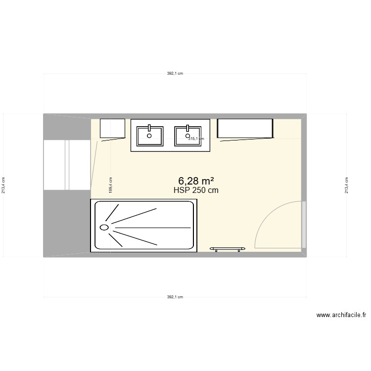 gaboriau marina douche seul. Plan de 1 pièce et 6 m2