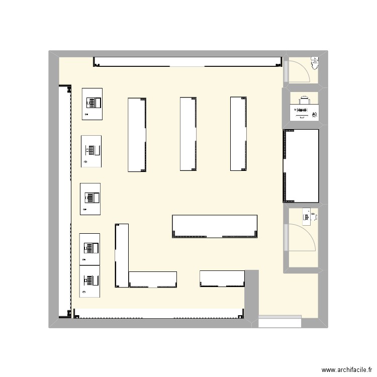 pharmacie. Plan de 4 pièces et 23 m2