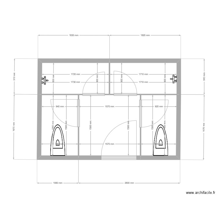 SANITAIRE 1ER DROITE. Plan de 5 pièces et 8 m2