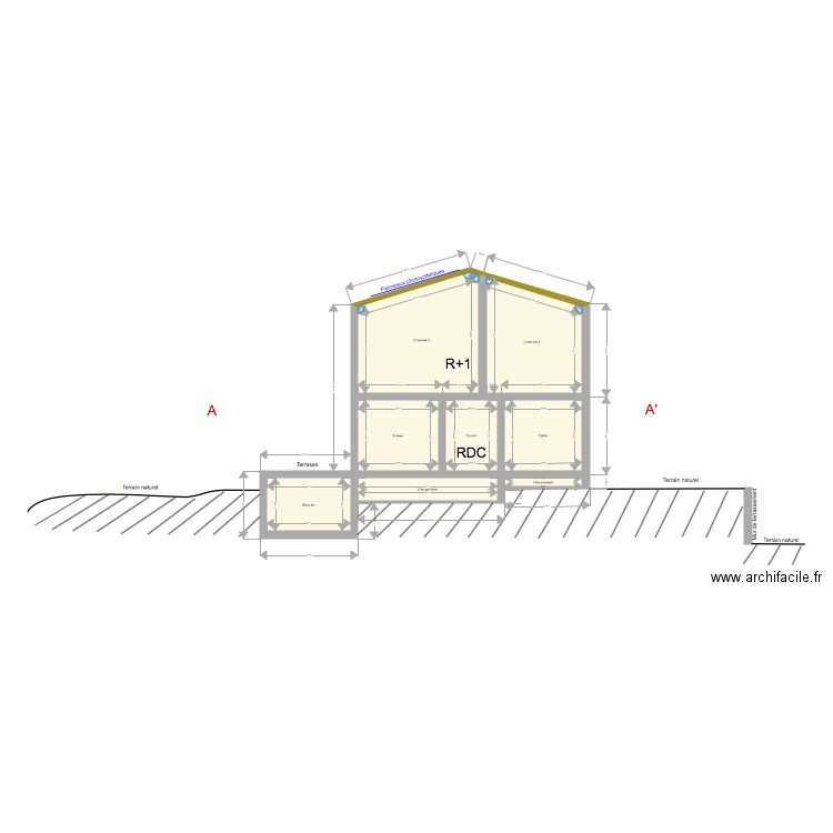 Plan coupe AA. Plan de 0 pièce et 0 m2