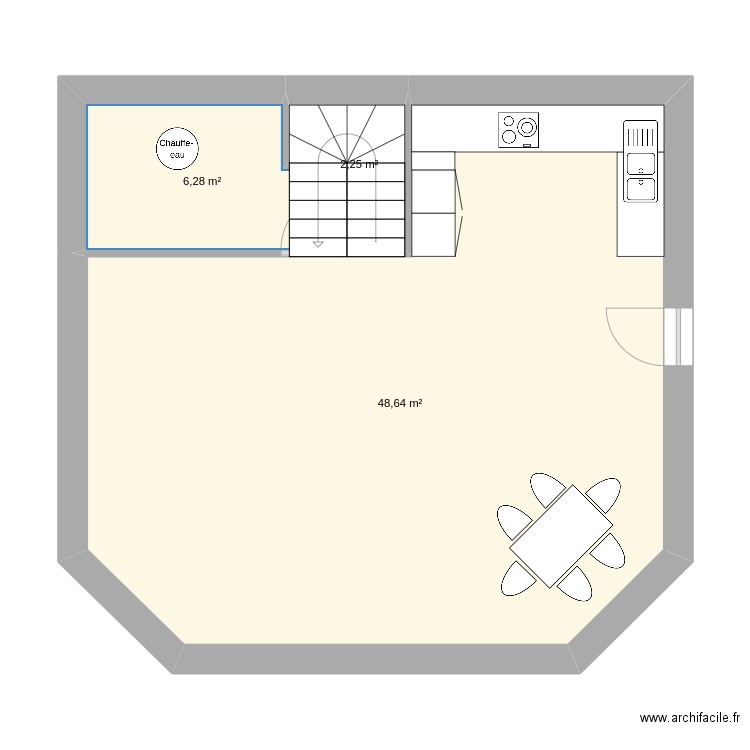 test. Plan de 3 pièces et 57 m2