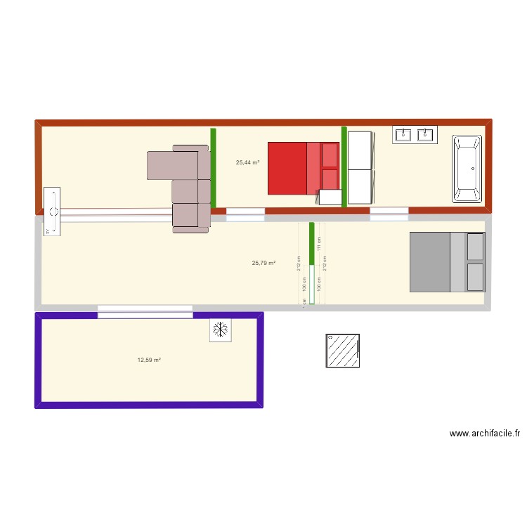 AMOUR MA FEMME. Plan de 3 pièces et 64 m2