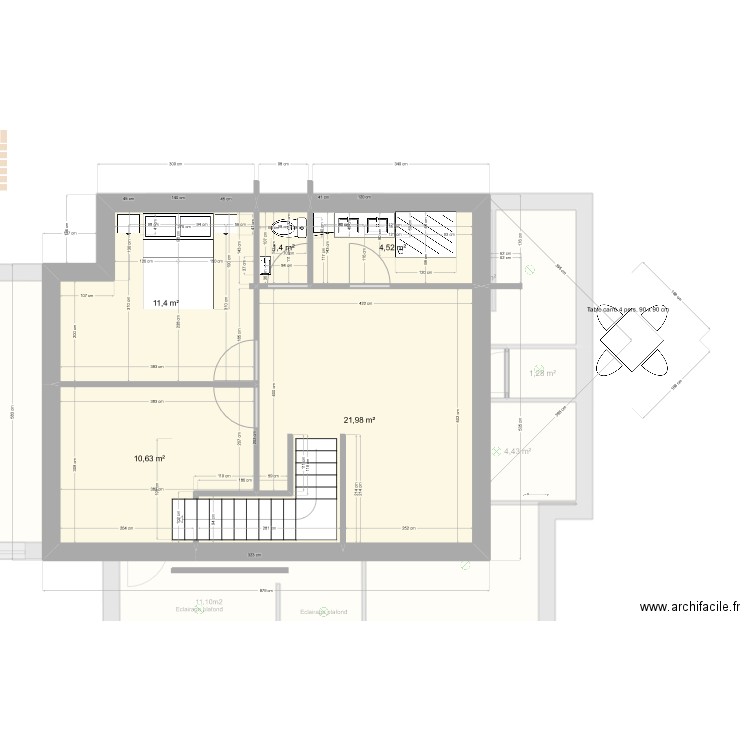 plan Kim 02 avec étage vide. Plan de 10 pièces et 148 m2