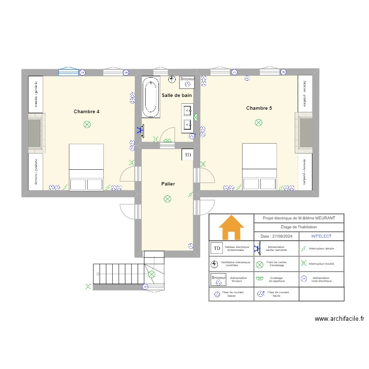 MEURANT ETAGE. Plan de 4 pièces et 55 m2