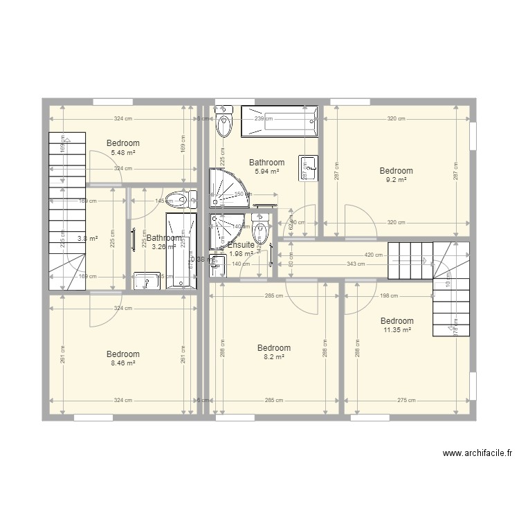 1 and 2 first floor revised larger lounge with ensuite V3 STRAIGHT STAIRS. Plan de 0 pièce et 0 m2