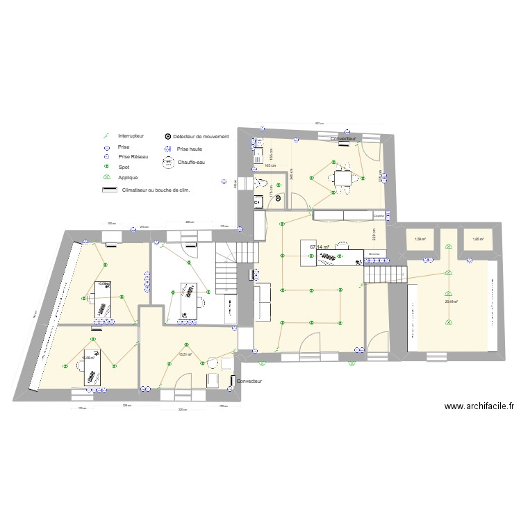 V13-04-2023. Plan de 14 pièces et 270 m2