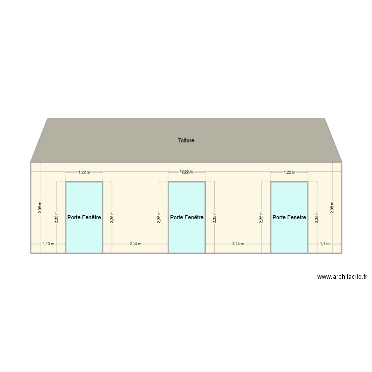 Avant. Plan de 5 pièces et 44 m2