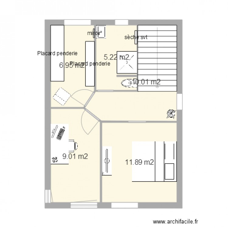 plan 2. Plan de 5 pièces et 43 m2