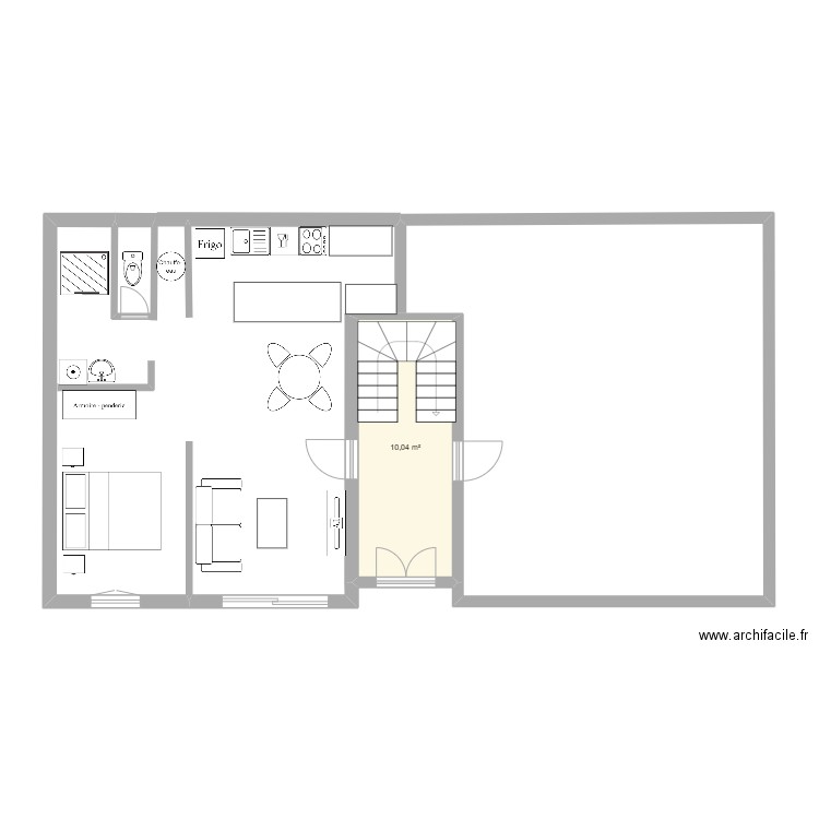 plan T2. Plan de 1 pièce et 10 m2