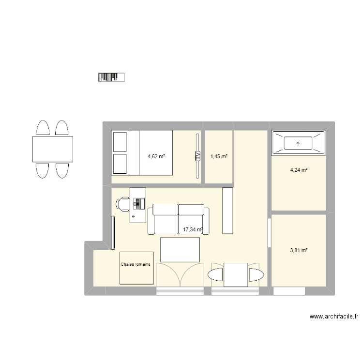 Location. Plan de 5 pièces et 31 m2