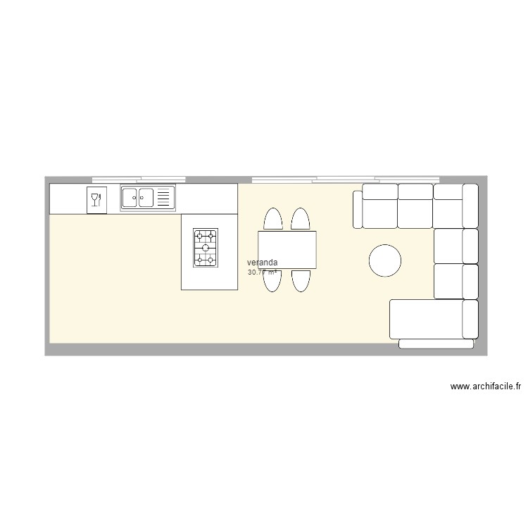 veranda. Plan de 0 pièce et 0 m2