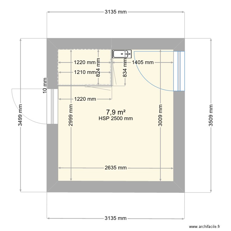 plan salle de bain place 2 soleil . Plan de 0 pièce et 0 m2