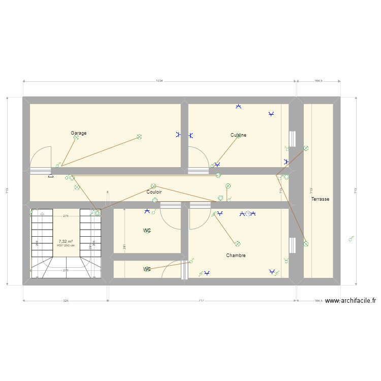 lhaj. Plan de 8 pièces et 65 m2