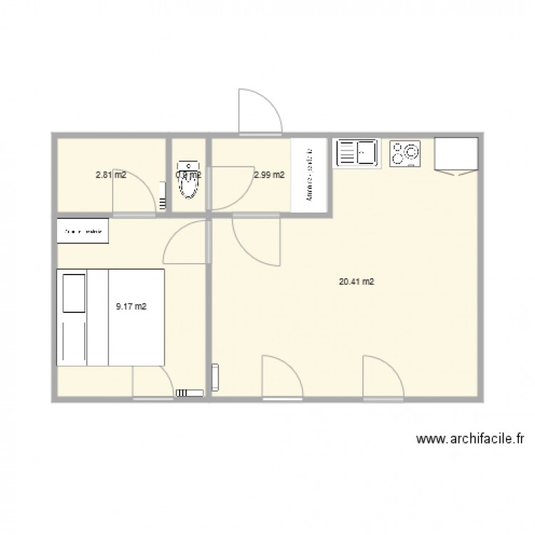 appartement f2 22. Plan de 0 pièce et 0 m2