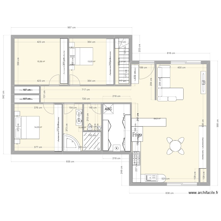 essai 2. Plan de 8 pièces et 125 m2