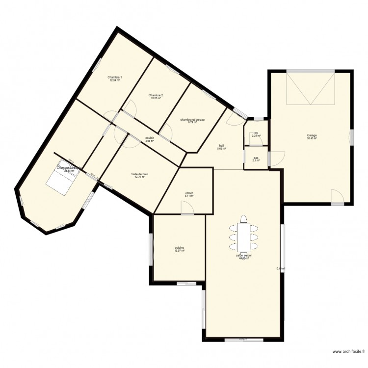 maison hexagone 200m 2. Plan de 0 pièce et 0 m2