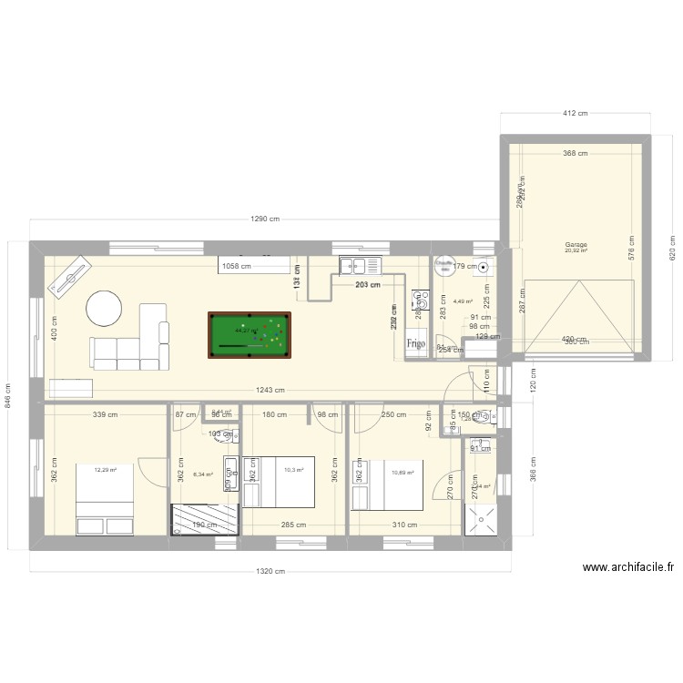 LEB. Plan de 10 pièces et 113 m2