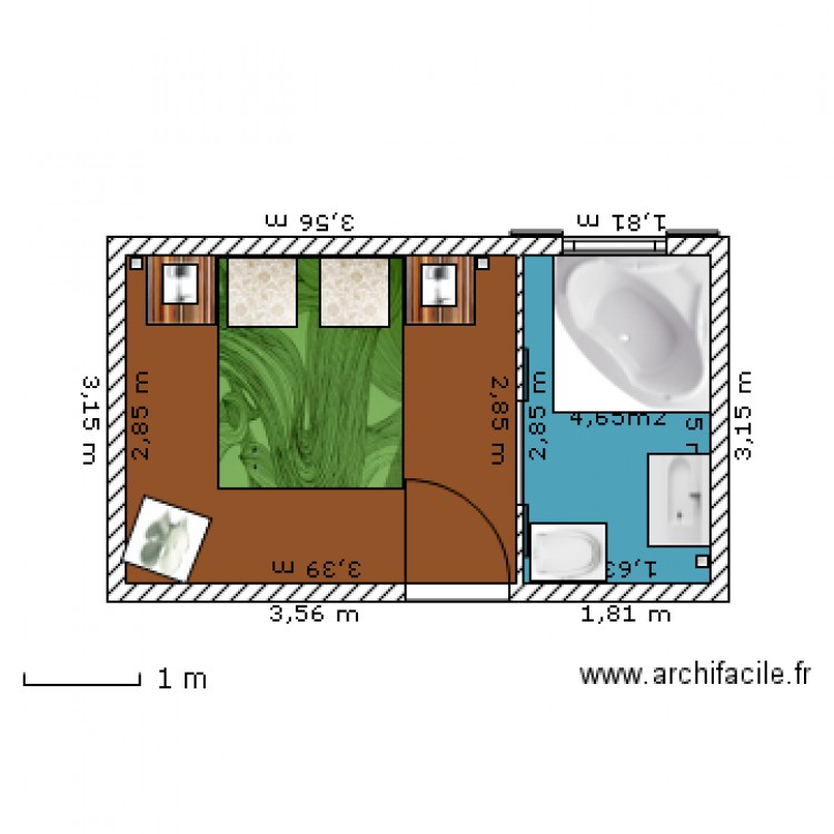 CHAMBRE HOTEL. Plan de 0 pièce et 0 m2