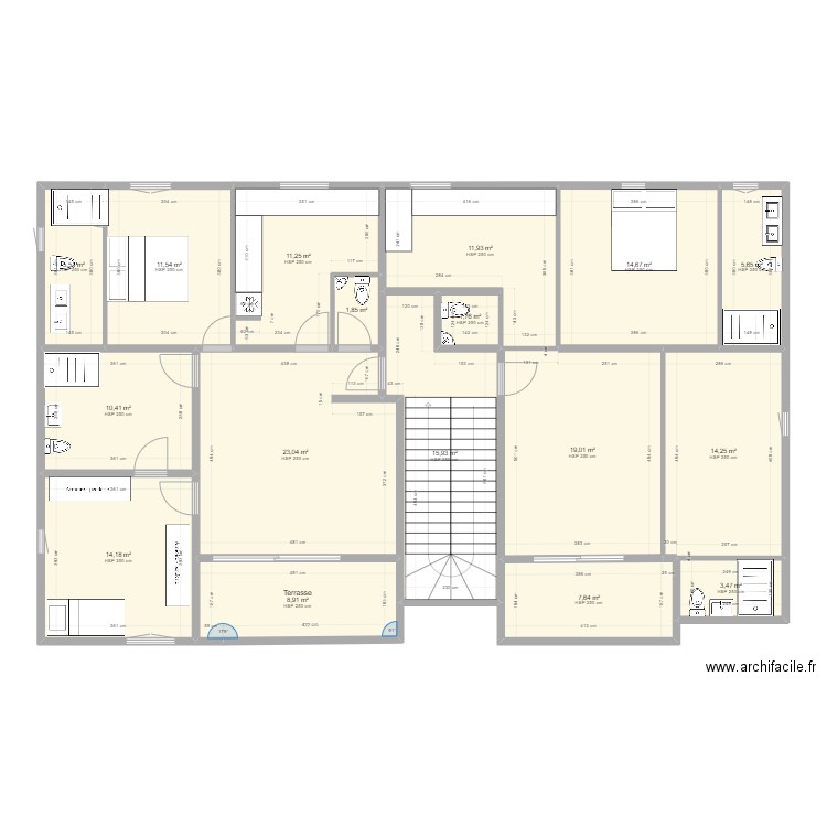 immeubleV2. Plan de 17 pièces et 181 m2