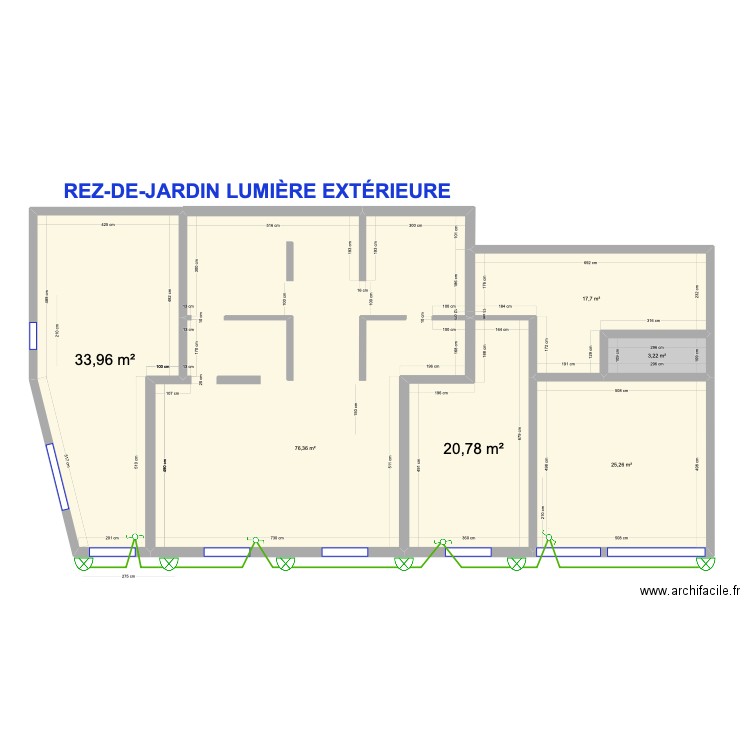 Rez de jardin LUMIÈRE EXTÉRIEURE. Plan de 6 pièces et 177 m2