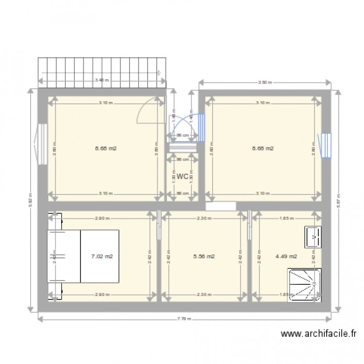 RDC  Bureau  Chambre v5. Plan de 0 pièce et 0 m2