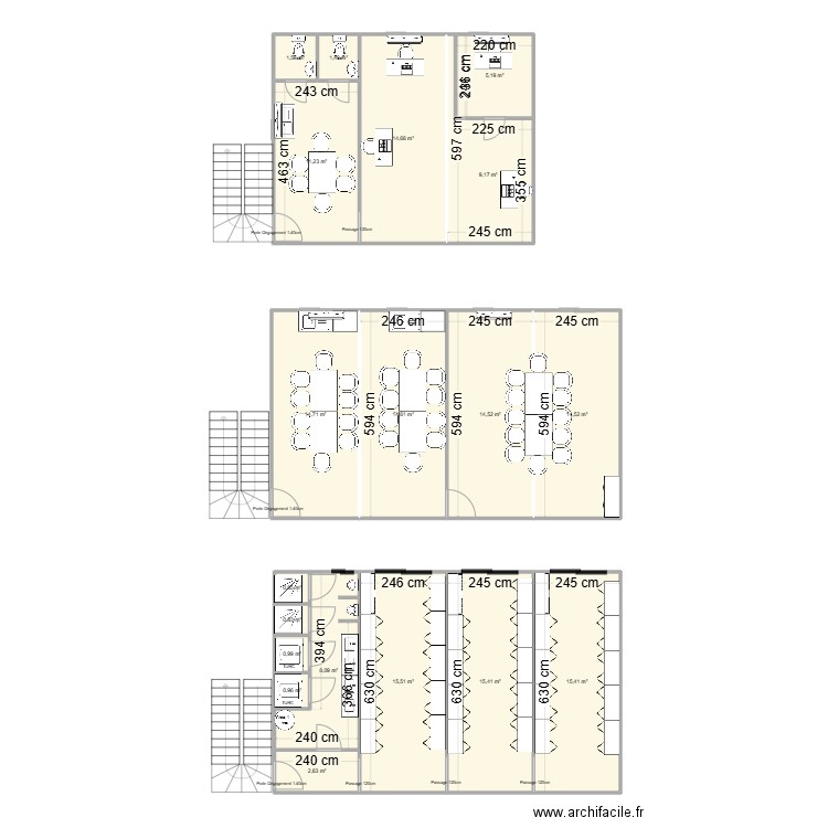 EIFFAGE CROUS MADELEINE. Plan de 19 pièces et 163 m2