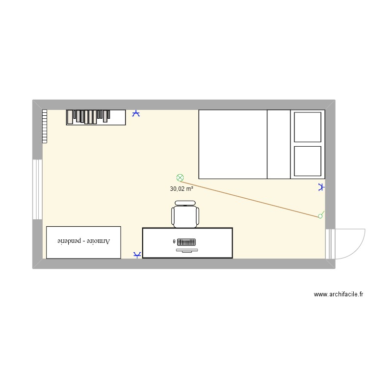 plan . Plan de 1 pièce et 30 m2