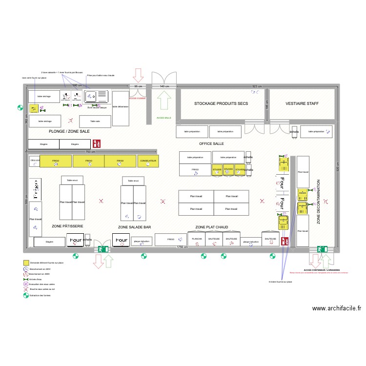 CUISINE WEC SAO PAULO TEAM CATERING V2. Plan de 1 pièce et 155 m2