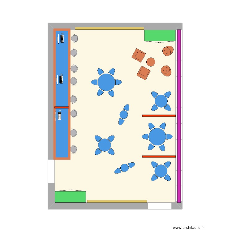 salle d'autonomie. Plan de 1 pièce et 30 m2