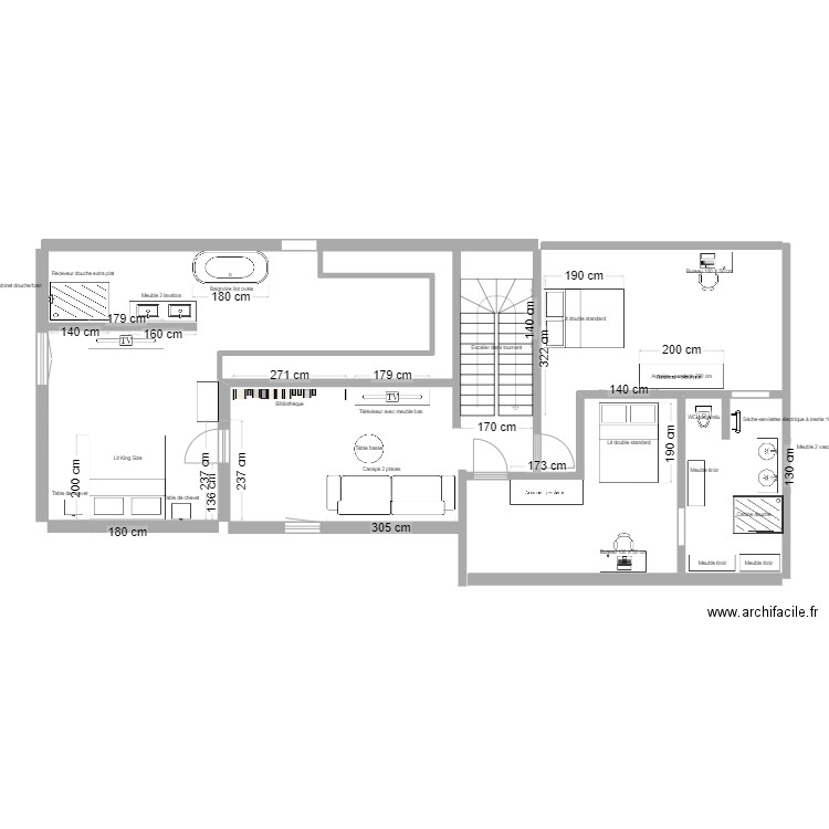 Etage chambre salon 2. Plan de 0 pièce et 0 m2