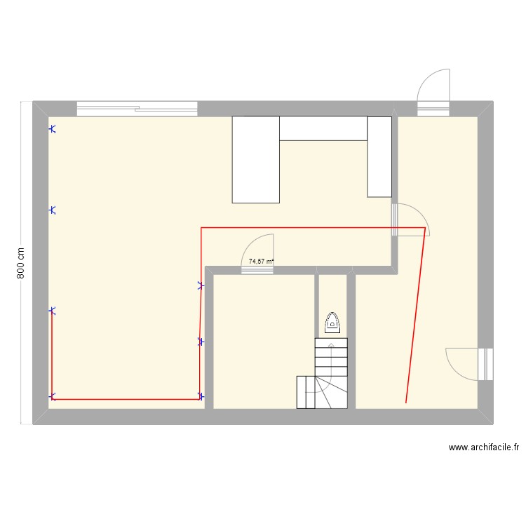 MAISONRDC. Plan de 1 pièce et 75 m2