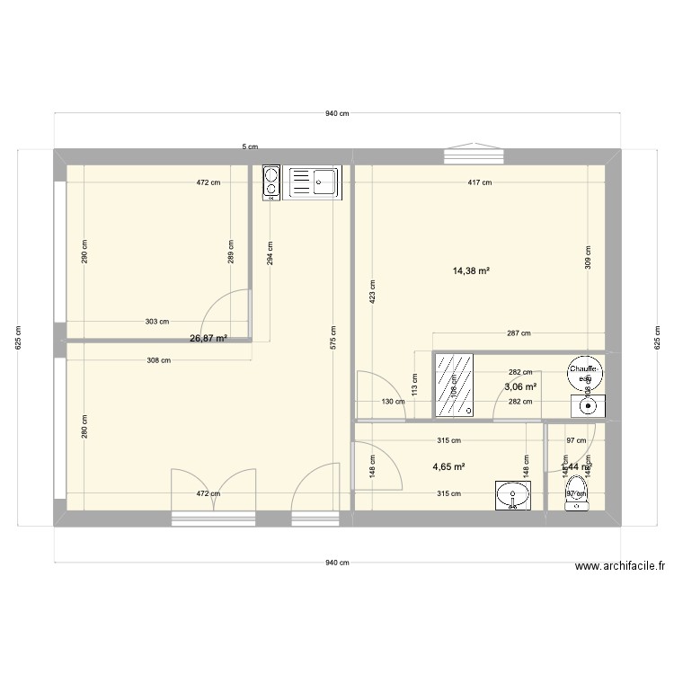 Afromedia. Plan de 5 pièces et 50 m2