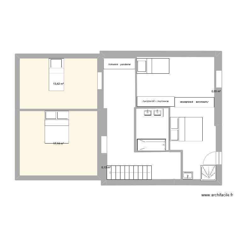 1/2 extension. Plan de 4 pièces et 31 m2