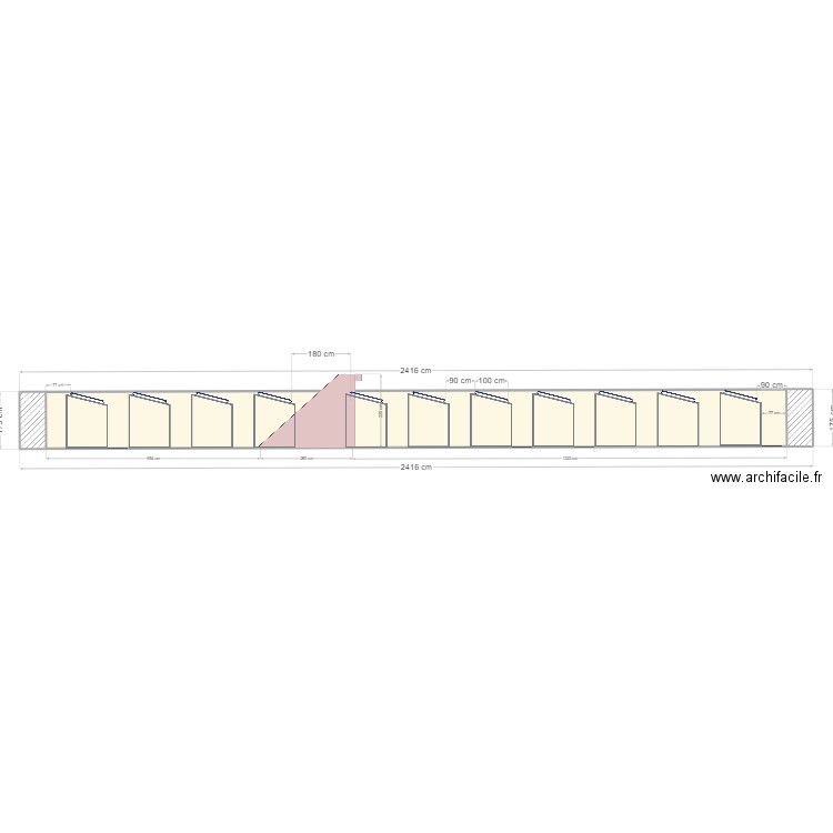 Coupe Fort Saint-Marine PV. Plan de 1 pièce et 39 m2