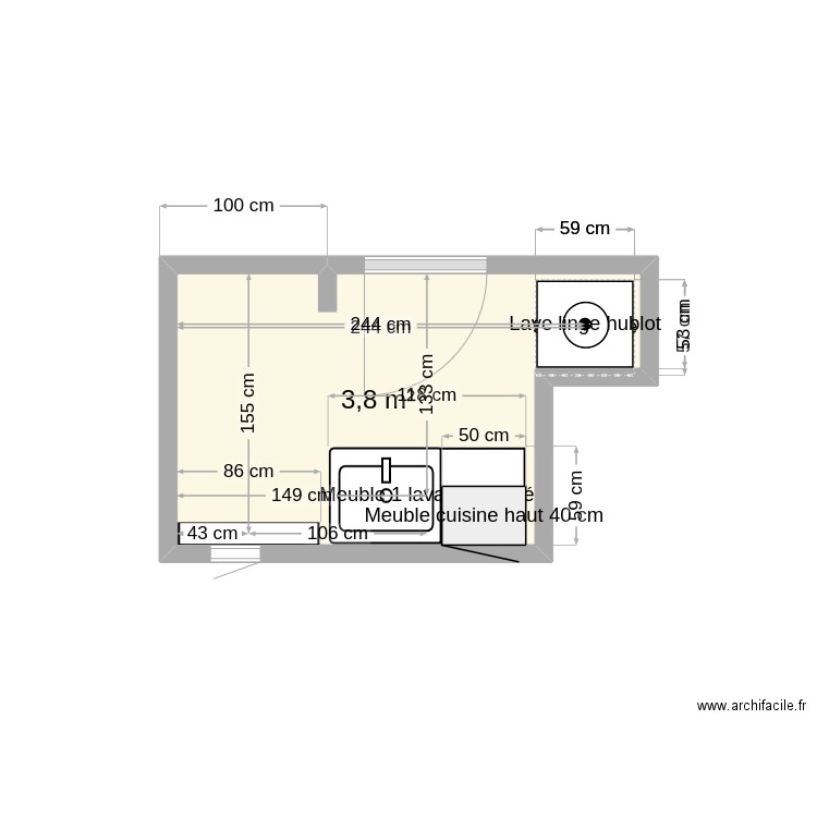 salle de bains setn. Plan de 1 pièce et 4 m2