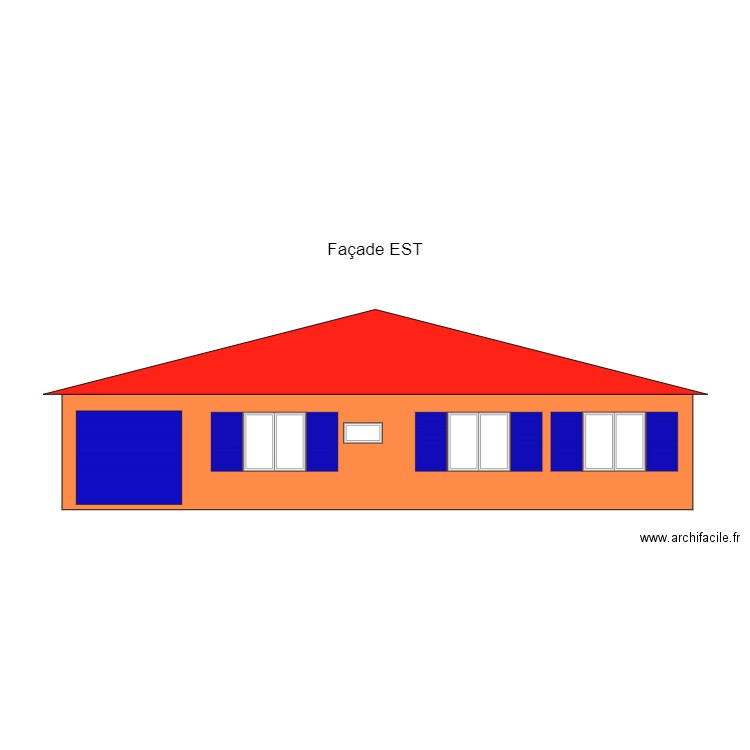 façade est. Plan de 0 pièce et 0 m2