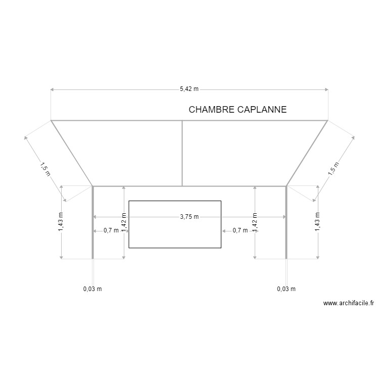 CHAMBRE CAPLANNE. Plan de 2 pièces et 6 m2